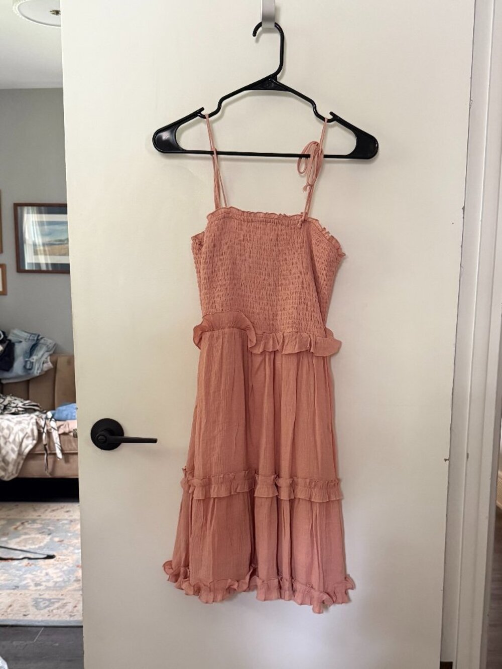 Fashion Nova Pink Smocked Ruffle Mini Dress Size S